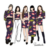 Navy Blue Pink Lotus Floral Pichwai Digital Printed Fabric Material